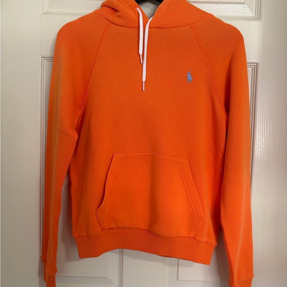 Ralph Lauren Orange Hoodie with Blue Emblem